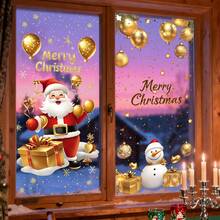 1/2 pièces Autocollant de fenêtre statique en or de bonhomme de neige de Noël, sticker en PVC pour vitre, décoration thème d'hiver pour cuisine ou salon, embellissement, décalcomanie vinyle, fournitures de fête de Noël