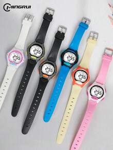 MINGRUI Best-Selling Waterproof Children's Watch, Simple & Fashionable, Luminous Alarm Clock Timer Multi-Function Watch For Boys & Girls, School Supplies, Kids' Gift - Multicolor - View 1