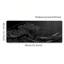 1PC Black & White Giant Wave Gaming Mouse Pad - Large Desk Mat, Office Desktop Accessory | Locking Edge Design, Non-Slip Rubber Base | XL & XXL Sizes Available, Suitable For Home & Office | Ideal Gift For Boyfriend/Girlfriend, Back To School Essential - màu đen - Xem 9