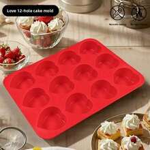 1pc Silicone Mini Loaf Pans, Silicone Baking Mold, Non-Stick Mini Bread Pans, 12 Cavities Silicone Bread Baking Mold, Perfect For Mini Loaf, Cake, Bread And Meatloaf, Cake, Brownie, Heat-Resistant Manual Baking Molds For Birthday, Party - Rectangle Shaped Silicone Mold For Soap Making And Desserts - Đỏ - Xem 8