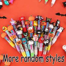 1 Pcs Halloween Mini Multicolor Pens In One 4-In-1 Cute Halloween Ballpoint Pen, Pumpkin Witch Spooky Witch Skeleton Pen Suitable For Halloween Party Favors, Trick-Or-Treat Gift Fillers, Birthday Gifts,(Random Style)