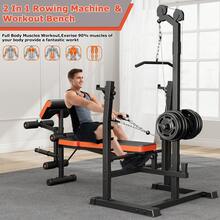 GIKPAL 10-In-1 Adjustable Weight Bench Press Set With Row Machine & Lat Pull Down, Multi-Function Workout Bench With Leg Developer & Preacher Curl, Full Body Strength Training Exercise Equipment For Home Gym, 880lbs Max Weight - Black + Orange - View 6
