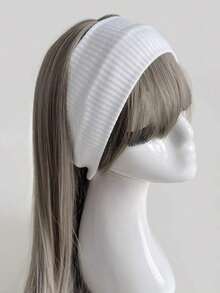 Multi-Color Simple Headband 1pc Knitted College Style Street Fashion Sports Unisex Women Men Pink Black White Fall Winter Turban Sweatband - 白色 - 查看 7