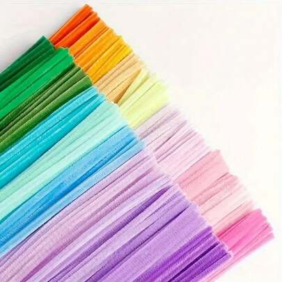 101pcs Multicolor Pipe Cleaner Set Including 100pcs Chenille Sticks With Step-By-Step Tutorial Video, Craft Pipe Cleaners, DIY Craft Flower Project Chenille Stem Holiday Decorations (Light Color Series)