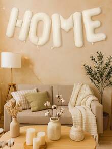 4pcs 16/40-Inch HOME Letter Balloon Set, HOME Letter Balloon Decoration For Housewarming Party, Retirement Party, Theme Party Decoration, HOME Balloons Background Decoration For Party, Cream White Aluminum Film Banner Letter Sign, Aluminum Film Balloon Indoor And Outdoor Decoration, Home Balloon Banner For Celebration Housewarming , No Electricity Required, Christmas Halloween New Year