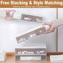Desktop Drawers, Plastic Storage Drawers Stackable Storage Boxes, Desk Organiser Drawers Desk Storage Storage Bathroom Storage Office Storage Home Storage 6 Drawers Whitexl - 9 Drawers & White - View 3