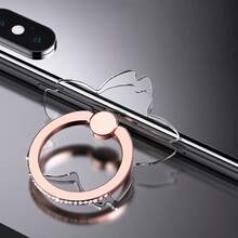 1pc Rose Gold Transparent Rhinestone Phone Ring Holder, Creative Slouchy Bracket For Watching Videos - Multicolor - View 6