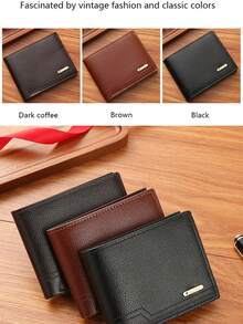 Men's PU Short Wallet, Soft Leather Wallet, Black Business Wallet With Coin Pocket, New Multi Card Bag, Wallet, Portable Coin Pocket, Credit Card Holder, Stylish And Simple Design, With Coin Pocket - Suitable For Men's Daily Use, Ideal Men's Gift - Multicolor - View 2
