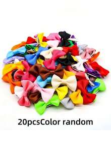 50/30/20pcs New Pet Bow Hairclips, Solid Color Assorted Cute Cat/Dog Hair Clips, Random Color