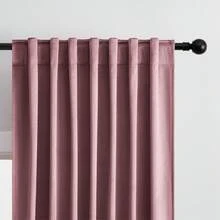 2 Panel Vintage Velvet Curtains, Back Tab Curtains For Living Room, Bedroom And Dining Room, Soft Drape With Good Home Decoration Curtains - Dry Rose - 查看 2