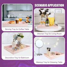 Pink Serving Trays, Decorative Serving Tray With Handles, Coffee Table Rectangular Trays Plastic Tray Ottoman Bathroom, Living Room, 15. U201Dx 10.2u201Dx1.37u201D - Hồng + 15,7" x 11,8" x 1,6" - Xem 5