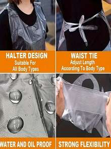 50/100 buc șorțuri de unică folosință, plastic PE gros, impermeabile, rezistente la ulei, potrivite pentru catering, oală fierbinte, grătar, adulți, ambalate individual, impermeabile, durabile, aplicabile pentru gătit, pictat și luat masa în aer liber