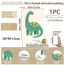1 gerahmtes/Leinwand Wandkunst, Dinosaurier Tier Thema Dekoration. Badezimmer Wanddekoration. Themen Poster, Schlafzimmer Dekoration, Raumdekoration, Heimdekoration, Ornamente, Winterdekoration für Zuhause, Wanddekoration. Geeignet für Kinderzimmer, Kinderzimmer, Jungen- und Mädchen-Partyräume, Kita-Klassenzimmer Dekoration, wasserfestes Material. Kopfteil Dekorative Tapete, Party Deko Geschenke. Badezimmer Wanddekoration.