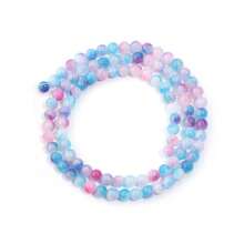 1 String Natural Blue And Pink Jade Beads In Multiple Sizes - 4/6/8/10/12mm, Fashionable, Elegant, Retro Blue And Pink Color, Handmade DIY Beads For Bracelet, Necklace, Jewelry, Pendants, Phone/Key Chains, Wholesale Beads - Blue Pink - View 8