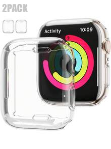 2pcs Transparent Soft TPU Protective Case, Compatible With Apple Watch Series Ultra/11/10/9/8/7/6/5/4/SE, Shock-Proof, Scratch-Resistant, Sensitive Touch, 360-Degree Full Protection, Unisex, Compatible With 40/41/42/44/45/46/49mm Cases - TPU Transparent + Transparent - View 16