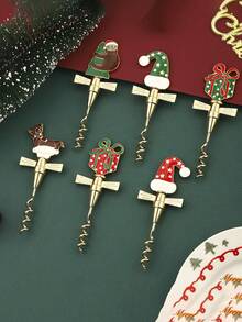 1 pieza Abridor de botellas de vino de Navidad con diseño de oso y perro con sombrero, de material de aleación resistente, regalo navideño para el hogar, bar, cocina o decoración de fiestas, decoraciones navideñas, utensilios de cocina, entretenimiento en el hogar, regalo de Navidad, celebraciones navideñas, decoraciones navideñas, abridor de botellas de Navidad, suministros para fiestas de Navidad, cena familiar