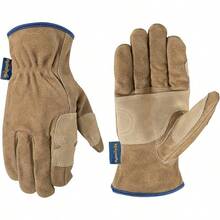 Guantes de trabajo de cuero Wells Lamont, HydraHyde, cuero de vaca de gamuza, grandes (1019XL) - Beige Bronceado - Ver 1