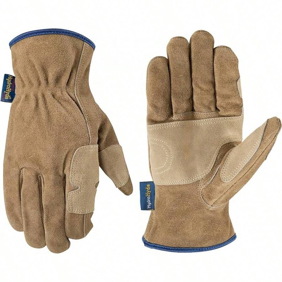 Guantes de trabajo de cuero Wells Lamont, HydraHyde, cuero de vaca de gamuza, grandes (1019XL) - Beige Bronceado - Ver 1
