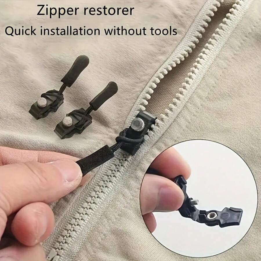 6pcs Zipper Repair Kit, Quick Install Zipper Heads, Detachable Replacement Zip Tops, Interchangeable Plastic Zipper Pulls Sizes For Clothing, Luggage, Backpacks, Sewing Supplies - 6pcs Zipper - View 1