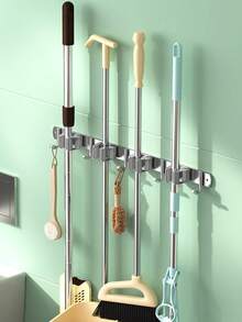 1 件不锈钢扫帚和拖把多架挂钩 - 自粘式，无需钻孔 - 通用厨房、浴室和花园、实用挂钩、实用挂钩 - 彩色 - 查看 3