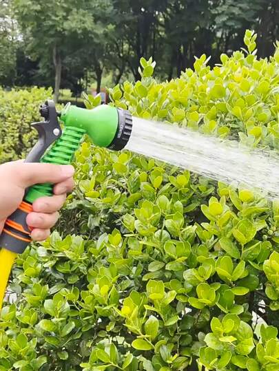 1 pieza Boquilla de rociado de agua de alta presión ajustable, adaptador conector rápido de manguera de jardín verde para riego, jardinería, lavado de autos y limpieza del patio, pistola de agua expandible, pistola de lavado de autos y riego de jardín, herramienta doméstica, pistola de riego de jardín, pistola de agua multifunción (los defectos leves no afectan el uso)