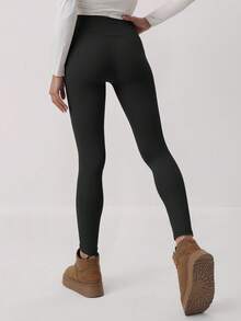 Soyun Women'S One-Piece Thermal Lined Leggings With A Flattering "Peach-Butt" Design Perfect For Casual Wear And Warmth During Winter Tights - Black - View 5