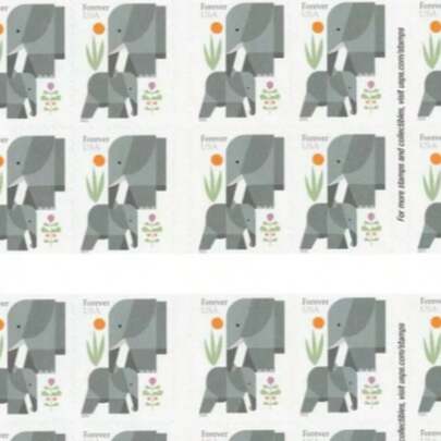2022 Elephants. Postage. Forever. Stamps. 100 Pcs. Stickers