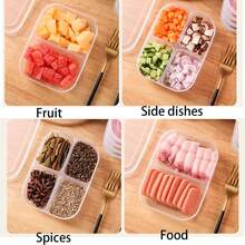 5 件装多功能食品储存容器，2/4 隔间分隔冰箱储物盒，带盖，可重复使用，便携式冰箱和冰柜收纳盒，适用于水果、蔬菜、肉类，厨房收纳盒，适用于家庭和餐厅