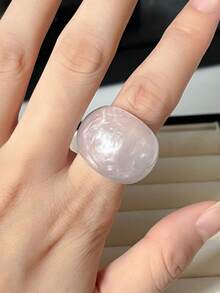 1 buc Inel Retro din Rășină pentru Femei, Inel Asimetric Solid Transparent Multicolor cu Gradient, Inel Personalizat Exagerat Elegant Asimetric Geometric Negru Alb Maro Culoare Mov, Potrivit pentru Purtare Zilnică, Adunări, Întâlniri, Petreceri, Un Inel Cadou Minunat pentru Femei de Sărbători, Aniversări