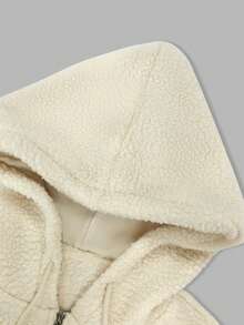 Women's Casual Fashionable Hoodie With Ruched Waist Design, Paired With Loose Straight Leg Sweatpants, Beige Set, Autumn/Winter