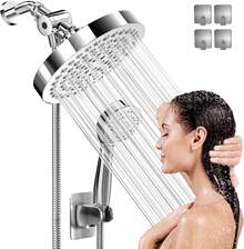 Regaderas Para Baño, Regadera Lluvia Fija+Ducha De Mano, Cabezal De Ducha, Con Manguera 1.5M,3 Modos Ajustable, Aumentar La Presión Del Agua, Ángulo Ajustable,Regadera Alta Presion, Fácil De Instalar - 1 - Ver 8