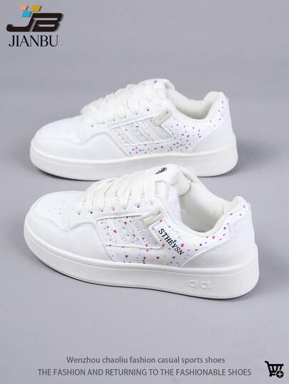 زوج من أحذية الرياضة الكاجوال ذات الكعب السميك للسيدات، أحذية رياضية للشارع والخارج منخفضة القطع مع ربطة، أحذية رياضية للطلاب للخريف والربيع، أحذية تدريب خارجية