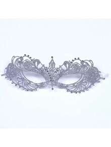 半脸烫金蕾丝眼罩镶嵌闪亮钻石，高端时尚女士眼罩