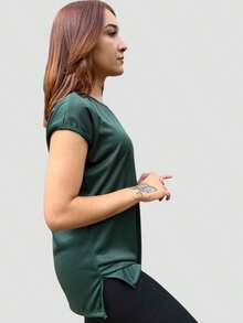 Women's Butt Cover Dry Fit Top, Leg Wear, Gym Fitness - 軍綠色 - 查看 3