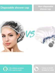 100pcs Disposable Transparent Waterproof Shower Cap, Thick Large Size, High Elasticity, For Bathing And Hair Care, Convenient For Travel - Multicolor - View 8