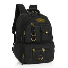 Youth School Backpack Reinforced Canvas Unisex Notebook Kvn - 黑色 - 查看 1