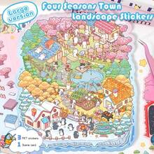 Duża kolekcja naklejek 3D DIY do domu, duża scena 3D, gra symulująca miniaturowe sceny z domu, urocze naklejki z kreskówek dla dorosłych i dzieci, książka z materiałami na naklejki do pokoju zabaw dla dziewcząt