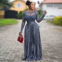 Versatile Women's Waist Bag Hip Street Round Neck Long Sleeve Micro Transparent Dress - 黑色 - 查看 3