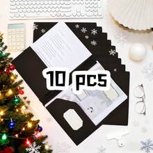 10 Peças/Pacote Pasta Tipo D Americana de PP para Escritório, Clipe em Forma de Girino, Bolsa de Documento de Bolso Duplo