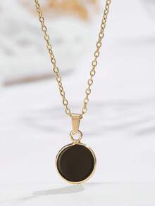 1pc/ Natural Round Multi-Color Pendant, Fashionable And Simple, Adjustable Size Necklace, A Gift For Friends At Festival Gatherings