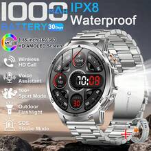 GUHUAVMI 2025 New Men's Outdoor Sports Smart Watch, Two-Color Flashlight, SOS Sound Warning Modes, 1.85inch HD Large Screen, 1000mAh Ultra Large Battery, With Bluetooth Call, Voice Assistant, Push Message, Reminder Function, Men's Outdoor Adventure Watch, GPS Motion Tracking, Multi Sport Modes, Fitness Tracker, Sleep Monitoring, IPX8 Waterproof Smartwatch, Smartwatch For Men, Smartwatch For Women, The Best Gift For Outdoor Enthusiasts.