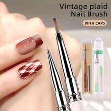 New Wholesale Design Long Grid Brush Long Line Brush Cleaning Polish Dust Acrylic Art Nail Brush Sets 3d Uv Gel French