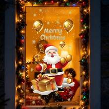 1/2 pièces Autocollant de fenêtre statique en or de bonhomme de neige de Noël, sticker en PVC pour vitre, décoration thème d'hiver pour cuisine ou salon, embellissement, décalcomanie vinyle, fournitures de fête de Noël