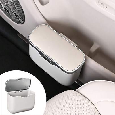 Multifunctional Car Trash Can With Lid Button, Hanging Storage Bin For Wet And Dry Use, Auto Interior Accessories, Organizer Box