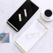 Acrylic Tray With Handle, Cake Plate, Dessert Plate, Afternoon Tea Cake Tray, Dessert Table Sushi Plate, Beauty Storage Tray, Suitable For Bathroom, Kitchen, Vanity, Bedside Table, Desk