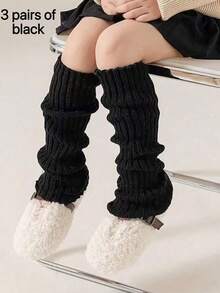 1/5/10 Pairs Girls All-Match Leg Warmer Socks For 4-12 Years, Christmas Girls Socks,New Year Socks,Fashionable And Comfortable, Suitable For Jk Styles, For Autumn/Winter Daily Wear, Candy Colors, Black&White, For A Gift