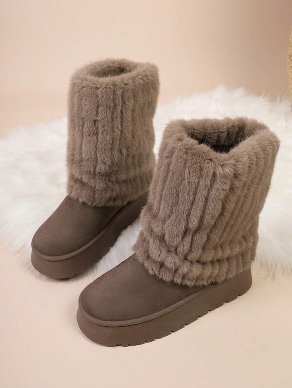 Women's Comfortable Winter Snow Boots, Warm Thermal Lined Ankle Boots, Thick Soles, Suitable For Outdoor Adventure, Winter Boots