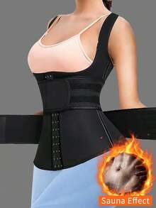 1pc Women Sports Waist Trainer Vest, Dual Waist Belts, Sweat Enhancing, Elastic Hook And Loop Closure, Heating, Abdominal & Waist Shaping, Fitness Training, Slimming, Suitable For Sports And Daily Wear