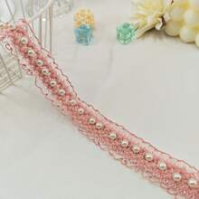 1pc Ruffled Elastic Pearl Lace Trim, DIY Fabric Arts Clothing, Skirt Hem, Home Textile, Apparel Sewing Accessory - Multicolor - View 30