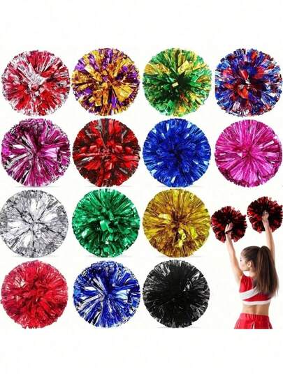 Football/Basketball Cheerleader Pom Poms, Metal Series, Ideal For Sports Team Activities, Dance Performances, Square Dance Games, Dance And Fan Cheering, And Outdoor Sports Team Performances.